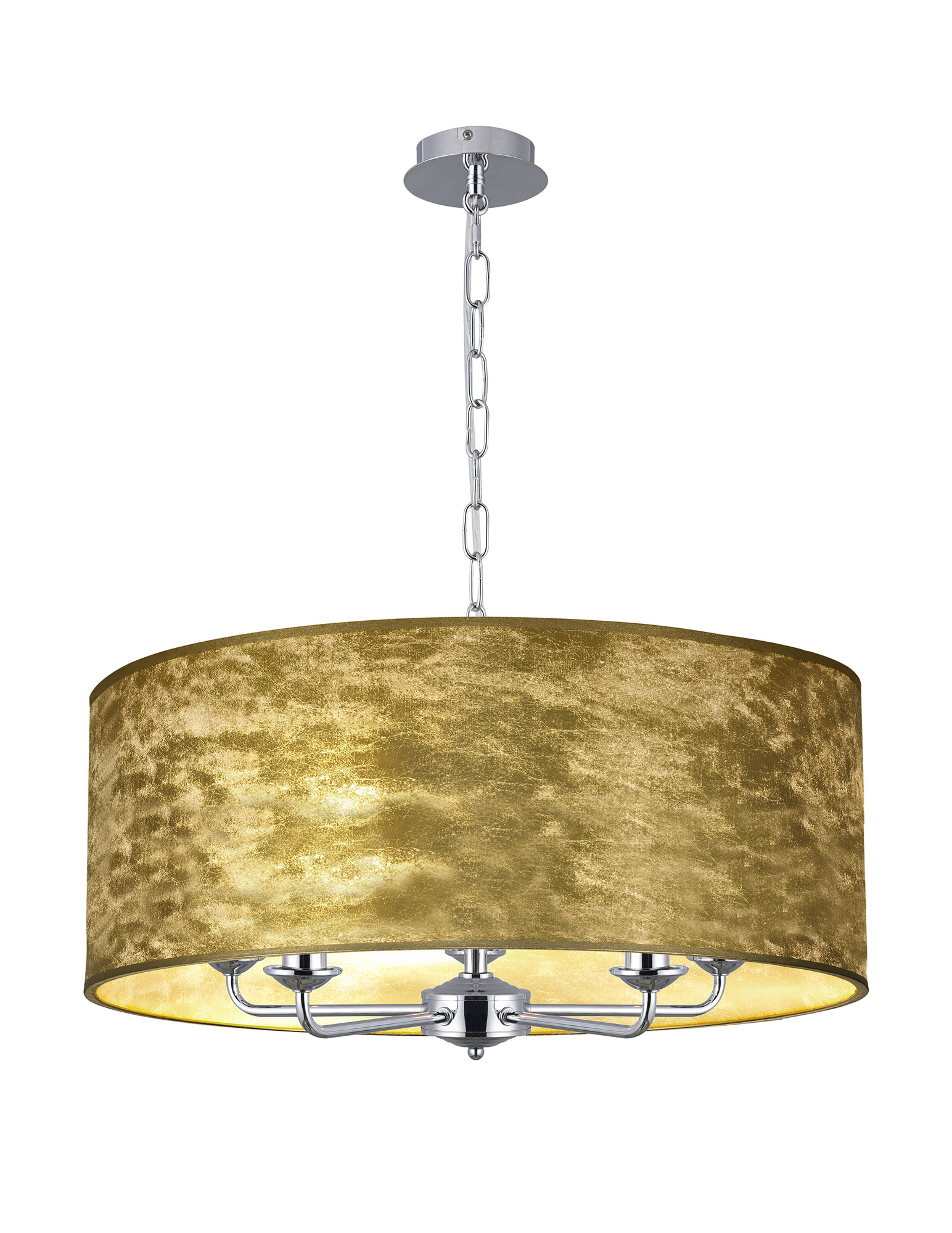 DK0658  Banyan 60cm 5 Light Pendant Polished Chrome, Gold Foil